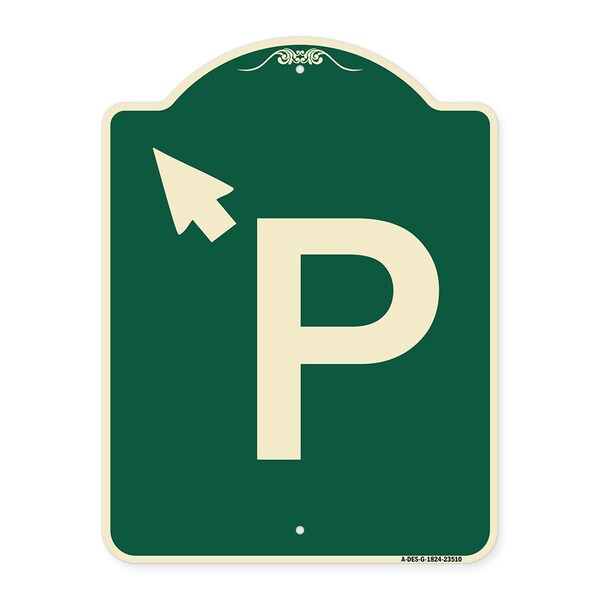 PWith Up Arrow Pointing Left Heavy-Gauge Aluminum Architectural Sign, 24" x 18", G-1824-23510